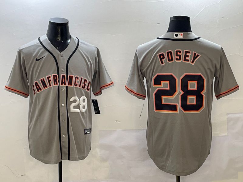 Men San Francisco Giants #28 Posey Grey Game 2025 Nike MLB Jersey style 2